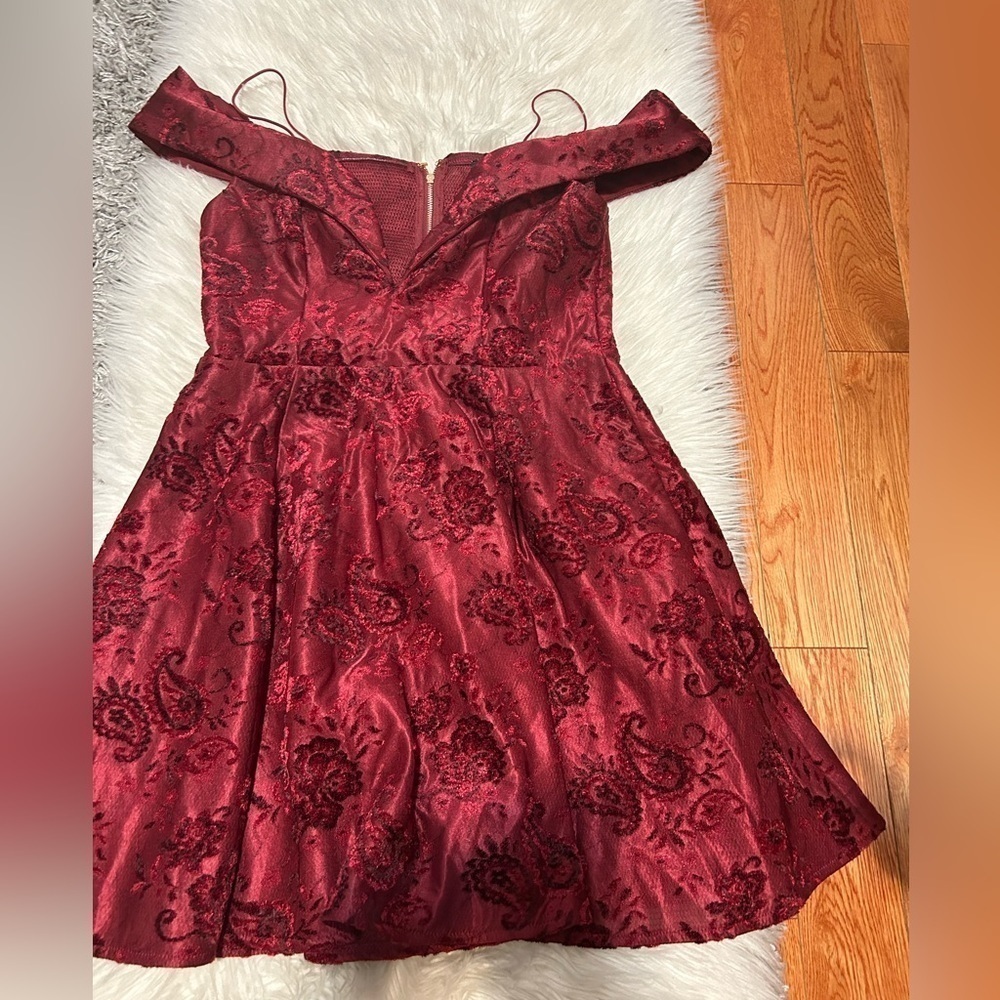 Burgundy Off-Shoulder Dress - Picture 1 of 1